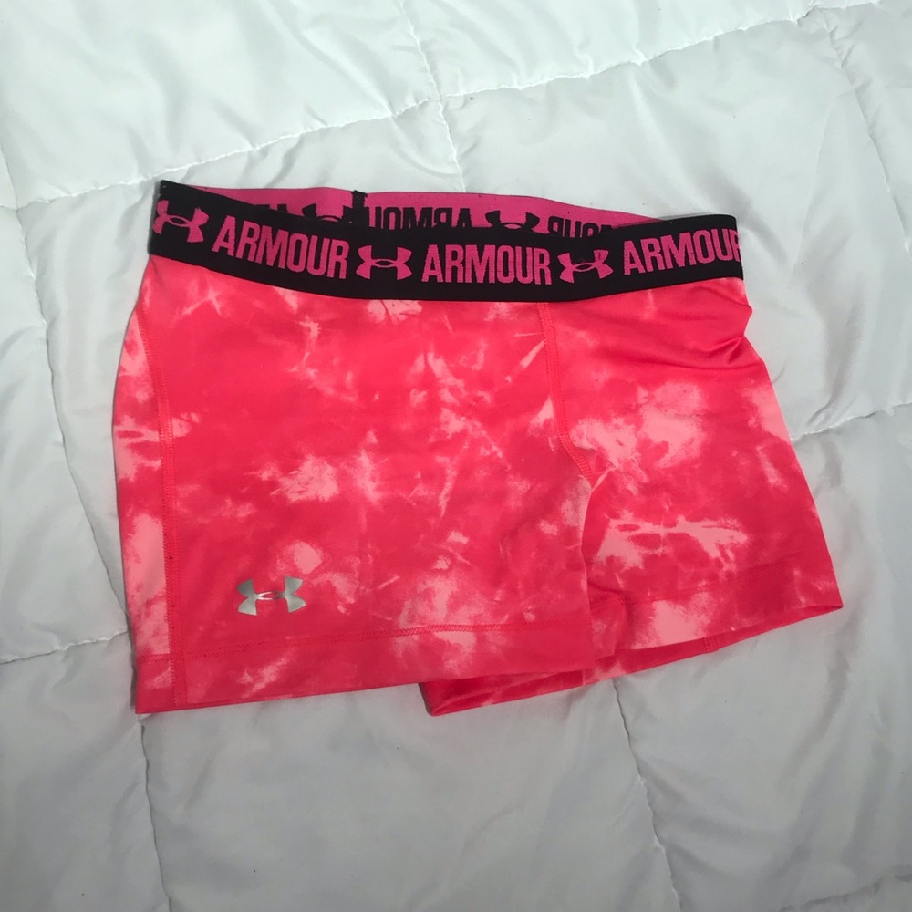 Under armour spandex shorts pink